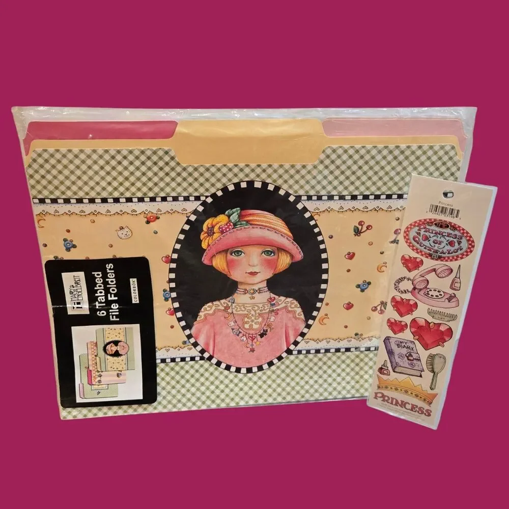 2004 Mary Engelbreit Charmed Life Y2K File Folders Vintage ME Princess Stickers